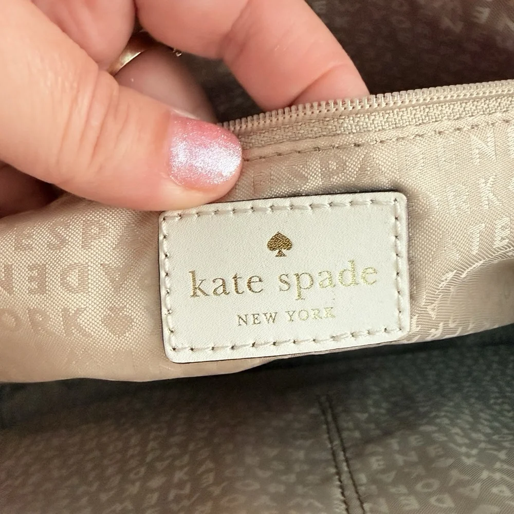 Kate Spade Zip Top Leather Tote White Large